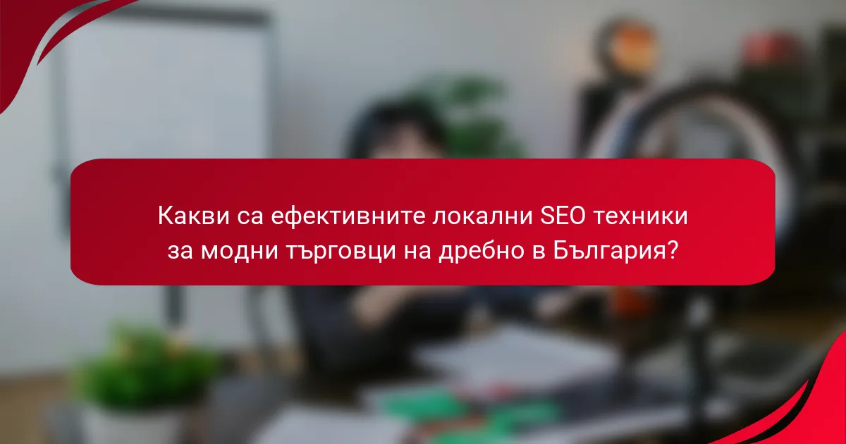 Какви са ефективните локални SEO техники за модни търговци на дребно в България?